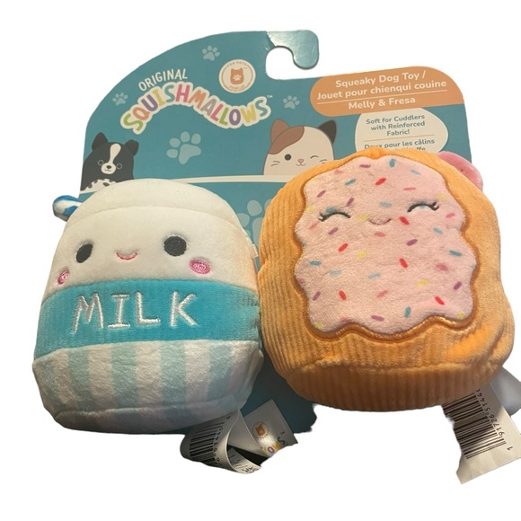 Squishmallows Other - NWT 3.5” 2-pack Squeaky Squishmallow Dog Toys-Melly the Milk & Fresa the Poptart